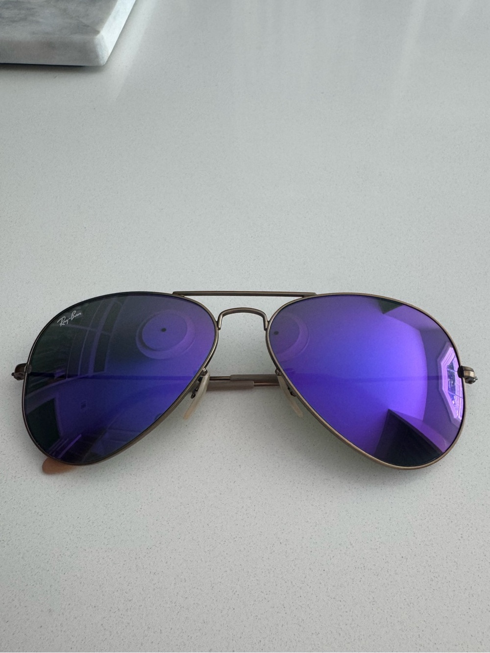 Ray-Ban Aviator RB3025 Gold Frame Purple Flash Mirror Sunglasses - Picture 2 of 9